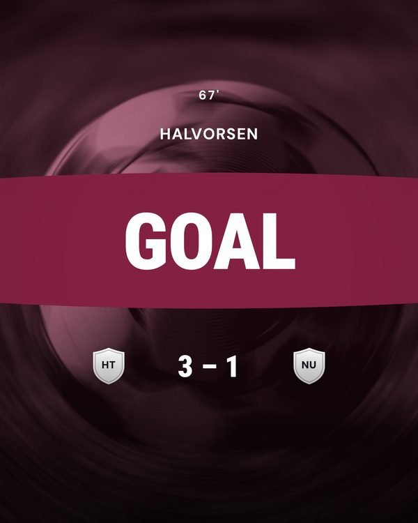 A goal card, the word GOAL across a colour band with the scorer above.