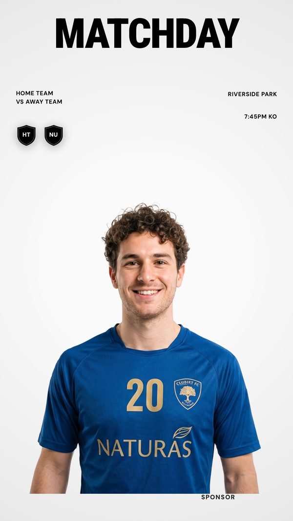 An editorial matchday design in a story shape.